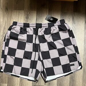 Checkered Black and Gray Men Shorts